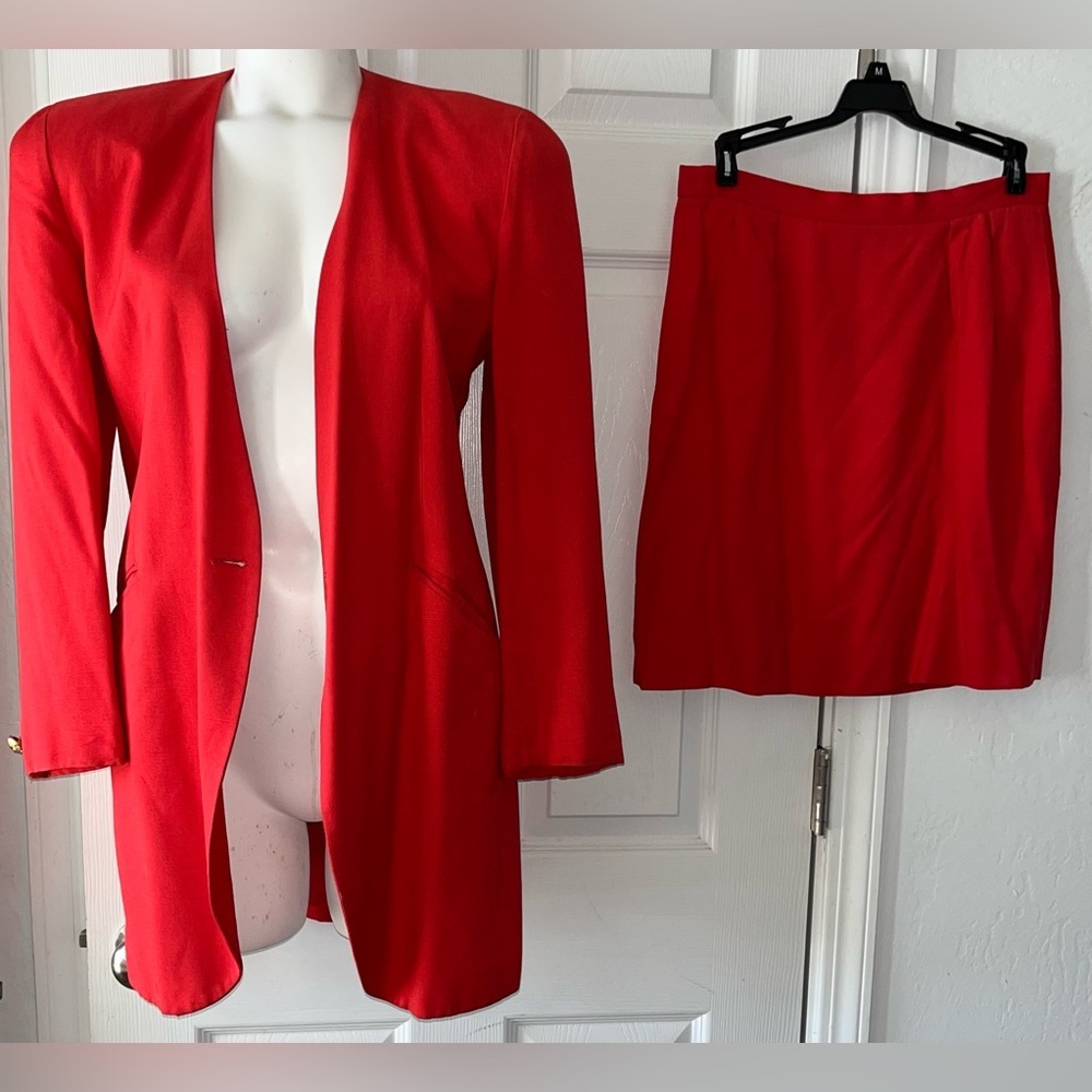 Christian Dior The Suit Red Blazer & Skirt Set size 10